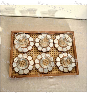 Gran oferta, bandeja de madera ecológica hecha a mano con asas, posavasos, 2 uds., artesanías de decoración India - Product Image 1