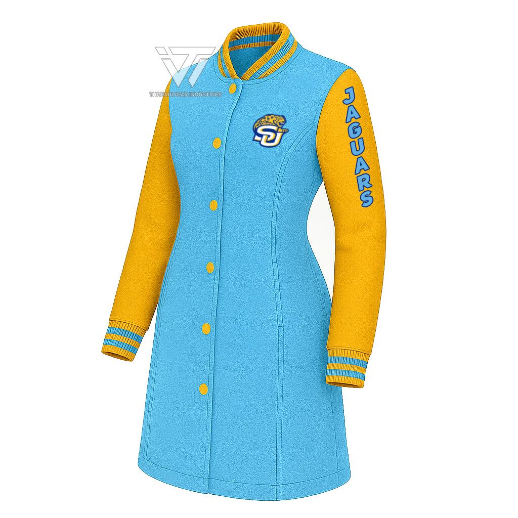 southern university jersey dress HBCU And A&M College Collegiate Apparel Long Letterman Jacket Varsity With Faux Leather Sleeves range:women