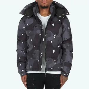 Abrigos personalizados de contraste para hombre, chaqueta acolchada con burbujas de nailon, abrigo cálido de invierno para caballeros, chaqueta bordada con estampado de sublimación - Product Image 2