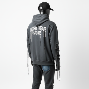 ชุดเซ็ตเสื้อฮู้ดซิปและกางเกงขายาวทรงบาน แต่งลายปักแบบดิสเทรส สำหรับผู้ชายและผู้หญิง สไตล์ยูนิเซ็กซ์ ล้างสีแบบแอซิดวอช - Product Image 2