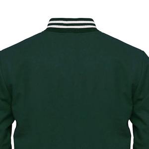 100% laine haut personnalisé en cuir manches hommes veste universitaire haute qualité vert Varsity Bomber avec col montant et Logo brodé - Product Image 6