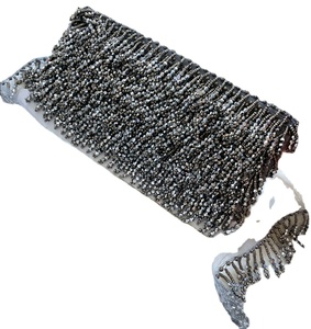 Frange à pampilles tendance de 3,30 yards en perles de cristal acrylique indien gris à facettes, vente en gros - Product Image 1