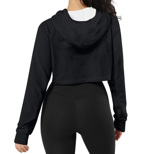 Nouveau style dernier sweat à capuche pour femmes sweat à capuche court en coton polyester survêtement logo personnalisé haut court sweats à capuche - Product Image 5