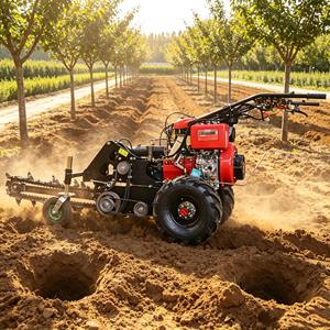 Trancheuse à chaîne diesel portative 15 CV, mini-machine à creuser des fossés autopropulsée, machine à creuser des fossés pour la pose de câbles dans les fermes et les jardins - Product Image 1