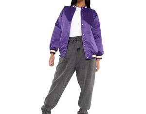 Vestes pour femmes Hot & Sexy Satin Varsity Jacket Front Zipper Collage Baseball Wear Plus Size Wholesale Customized Team Jacket - Product Image 6