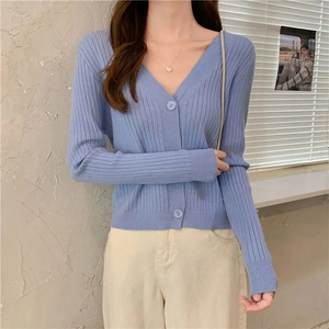 เสื้อคาร์ดิแกนแฟชั่นผู้หญิงทรงหลวม สวมใส่สบาย เนื้อผ้านิตนุ่ม อบอุ่น แขนยาว สไตล์ลำลองสำหรับฤดูหนาว ผลิตจากอะคริลิก/โพลีเอสเตอร์ สไตล์เกาหลี - Product Image 3