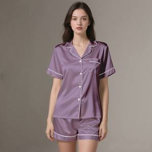 <b>Women's</b> Luxury <b>Silk</b> Satin Pajama Set Summer Spring Breathable Soft Sleepwear Loungewear Customizable - Product Image 2