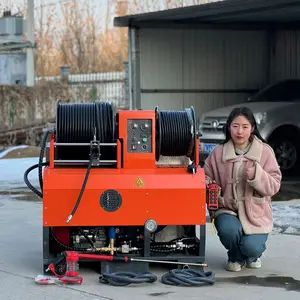 Amjet's latest high-pressure cleaning machine with a 500-liter water tank and heating system hot water sewer cleaning machine