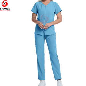 Uniformes Médicos de Mujer, Estilo Nuevo, Conjuntos de Uniformes Modernos y Elegantes, Venta al por Mayor, Personalizados, de Alta Calidad, Tejidos, Uniformes de Enfermera de Manga Corta - Product Image 5