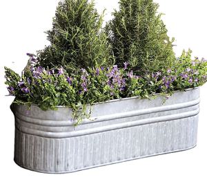 Pot de fleur et jardinières en métal galvanisé gris fait à la main de meilleure qualité décor de jardin de l'Inde pour la plantation - Product Image 4