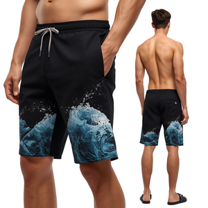 Pantalones Cortos Premium para Hombre con Estampado de Ondas Nocturnas, Estilo Atlético Contemporáneo y Ajuste Cómodo - Product Image 1
