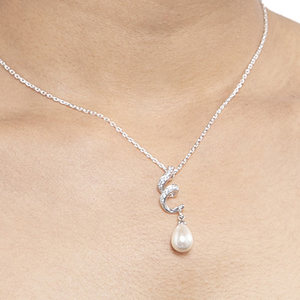 Ensemble de colliers pendentifs en argent sterling 925 pour femmes et filles, plaqué rhodium, avec accents de zircon et de diamants, formes de goutte d'eau et de fleur - Product Image 5