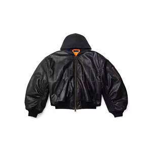 Mejor Venta Impermeable Hombres Chaqueta de cuero Hombres Moda Slim Fit Moda Chaqueta de cuero con capucha para hombres - Product Image 1