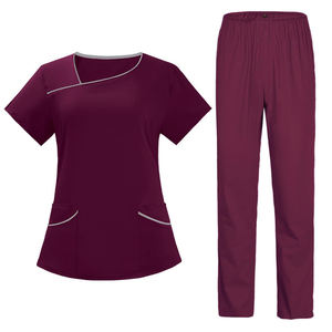 Ensemble d'uniformes médicaux d'hôpital sur mesure de haute qualité en tissu tissé à manches courtes pour infirmières - Product Image 4