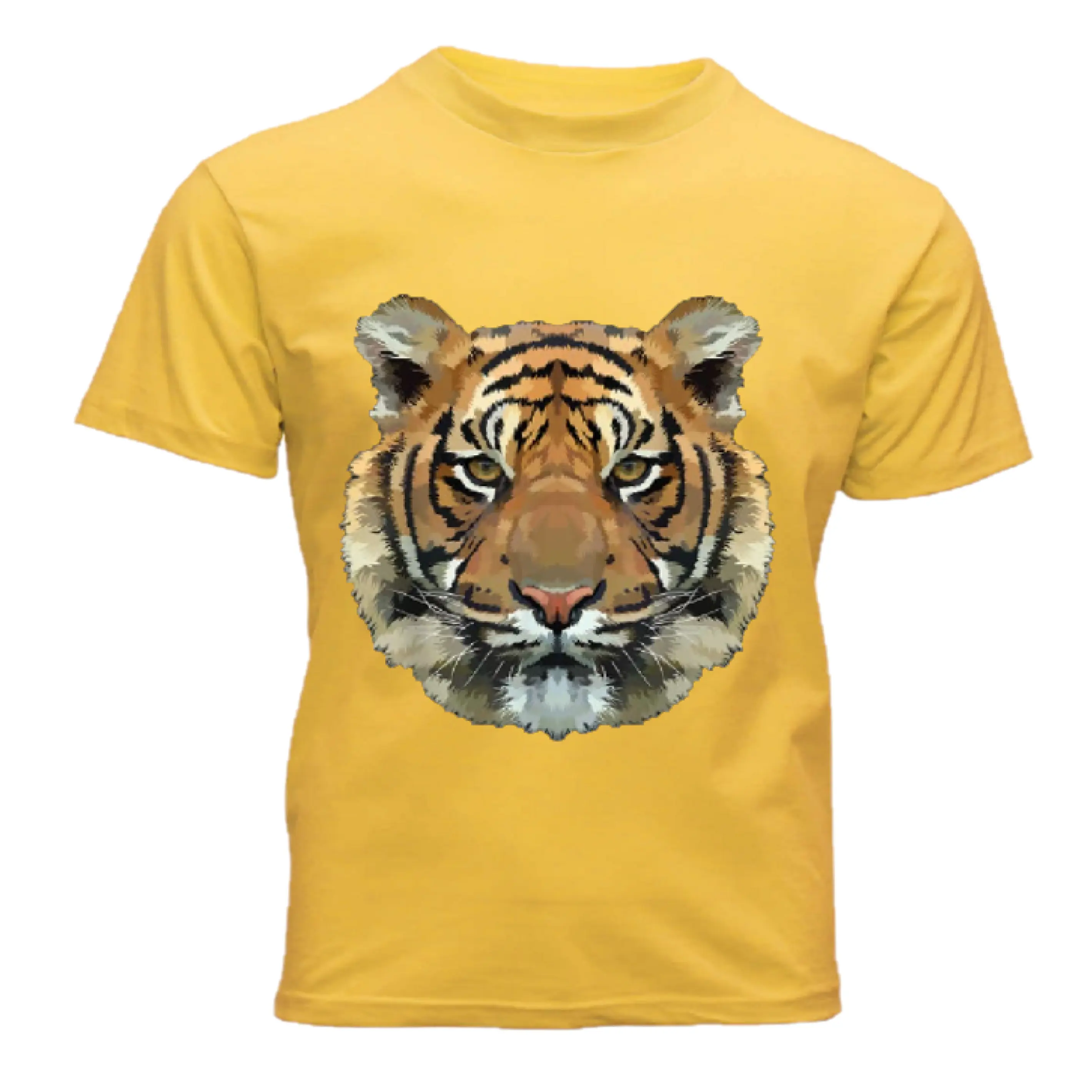 Camiseta masculina de poliéster, respirável, com estampa de tigre, para homens, impressão digital, logotipo personalizado, multicolor, design em branco