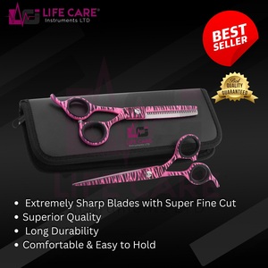 Professional Custom Design Pink Black <b>Barber</b> Thinning Scissors <b>Set</b> High Quality Steel Handle Sharp Blade Tip for Haircut Salons - Product Image 3