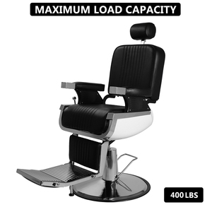 Sillón <span class=keywords><strong>de</strong></span> Barbería Negro, Moderno y Vintage, Reclinable, <span class=keywords><strong>de</strong></span> Cuero PU, con Reposapiés Ajustable, Bomba Hidráulica Profesional, para Hotel - Product Image 3