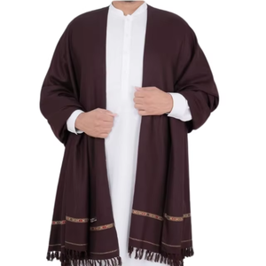 Chal de estilo Bisht para hombre árabe Burdeos profundo con bordes bordados tradicionales, elegante cortina de invierno sobre Thobe para Formal - Product Image 4