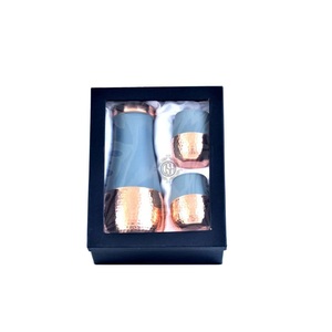 Jarra DE AGUA DE Metal chapada en cobre puro martillado, juego de jarra de vidrio de 2L, jarra de cobre con tapa con 2 vasos, juego de botellas de agua de cobre - Product Image 1