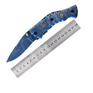 Navaja de bolsillo plegable artesanal de acero de Damasco de 67 capas, fábrica al por mayor para minoristas con soporte de personalización OEM - Product Image 1