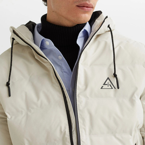 Blouson matelassé à capuche pour homme, col montant, imperméable, coupe-vent, écologique, personnalisé avec lettres - Product Image 3