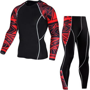 Conjunto de Ropa Deportiva de Compresión para Hombre, Talla Grande, Otoño, Lavado, Secado Rápido, Camiseta y Pantalones para Gimnasio y Fitness, para Fisicoculturismo - Product Image 4