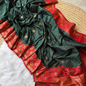 Saree en soie douce de créateur indien pakistanais Zari style de tissage vêtements de fête de mariage vêtements indiens et pakistanais de style traditionnel - Product Image 1