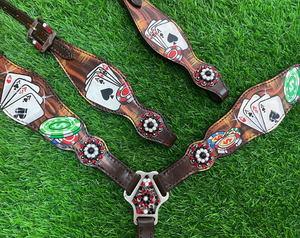 Headstall occidental de cuero pintado a mano con rienda Headstall caballo con riendas diseño genuino Western Headstall - Product Image 3