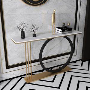ONI Contemporary Luxury <b>Console</b> <b>Table</b> CST052 with Convertible Stone Top and Iron Frame <b>for</b> <b>Entry</b> or Accent Space - Product Image 3