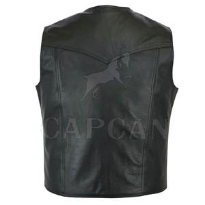 Gilet en cuir d'hiver sans manches pour homme, coupe ajustée, col en V, 100% polyester, imperméable, coupe-vent, respirant, 220g, logo personnalisable, OEM - Product Image 3