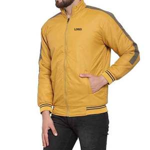 OEM Customized Mustard <b>Puffer</b> <b>Jacket</b> High Quality Design Hooded Long Full Zipper 2 Side Zipper Pockets <b>Light</b> Fabric Arm Pennal - Product Image 1