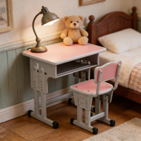 Bureau et chaise réglables en hauteur pour jeunes, table d'étude ergonomique en métal avec tiroir utilitaire, mobilier scolaire à poser au sol