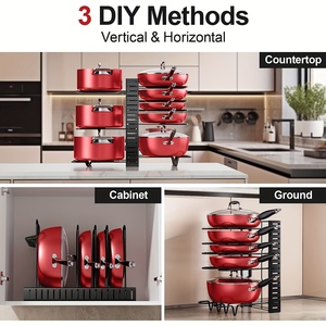 Étagère de <span class=keywords><strong>rangement</strong></span> pour casseroles robuste à 8 niveaux, réglable, bricolage, support pour casseroles et couvercles, gain de place, organisateur de comptoir de cuisine, outil - Product Image 4