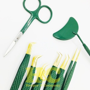 Pinzas personalizadas pinzas de visón logotipo privado pinzas de extensión de pestañas de Oro Verde Juego de puntas de fibra de acero inoxidable sostenible - Product Image 4