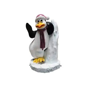 レジンクラフトコミック動物FUNNY PENGUIN ICEBERG WITH BASE彫像彫刻像等身大アウトドアコレクション