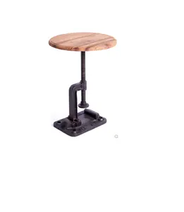 Rústico Industrial ferro fundido dupla manivela base rodada recuperado madeira superior mesa de café vintage altura ajustável manivela mesa