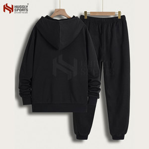 Venta al por mayor de chándal de invierno de los hombres con diseño de patrón sólido único de tamaño personalizado 100% de algodón Tops y pantalones - Product Image 2