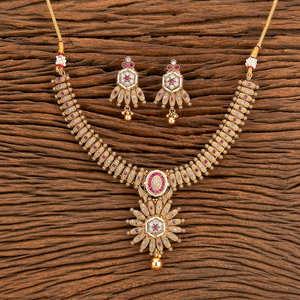 Collier arabe plaqué or antique artificiel ensemble avec placage or mat pour les femmes dans le mariage - Product Image 1