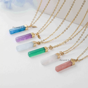 Moonstone Bar colgante Birthstone personalizado hoja encanto joyería 18 pulgadas collar al por mayor joyería personalizada - Product Image 3