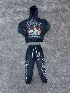 Sudadera con Capucha y Cremallera, Personalizada con Apliques, Logotipo Serigrafiado, 100% Algodón Grueso, Felpa Francesa, con Pedrería, Estilo Acid Wish - Product Image 4