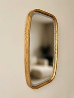 Miroir LED rectangulaire arrondi en bois CE pour salle de bain et salon, avec fonction anti-buée et interrupteur tactile en option
