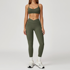 ชุดโยคะ2ชิ้นพิมพ์ลายระบายอากาศคุณภาพสูงปรับแต่งกางเกงโยคะเอวสูงชุดออกกำลังกายผ้าเปลือยด้านบนแฟชั่นสำหรับ mouz. - Product Image 6