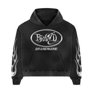 Sudadera con capucha y estampado de soplo personalizado de 500 Gsm, conjuntos de pantalones apilados de algodón Unisex, chándales de entrenamiento de peso pesado para trotar para hombres, lavado ácido - Product Image 2