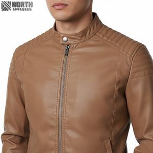 Veste en cuir Pu de haute qualité et tendance style moto Vestes pour hommes Blouson bombardier Racer personnalisé - Product Image 5