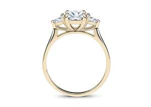 Anillo de Compromiso con Diamante de Laboratorio de Corte Cojín y Pera con 3 Piedras - Product Image 6
