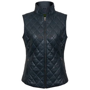 Recién llegado, Chaleco de cuero de motociclista para mujer, estilo informal, cuero genuino de alta calidad con relleno de algodón, precio bajo de MOQ para invierno - Product Image 1