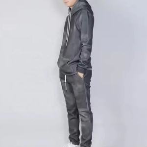 Chándales de hombre con logotipo personalizado de alta calidad, Sudadera con capucha lavada con ácido gris oscuro, traje de jogging Unisex, chándales informales de moda para hombre - Product Image 6