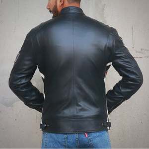 Premium <b>Real</b> <b>Leather</b> Moto <b>Jackets</b> for Men and Women Sheep <b>Leather</b> Biker <b>Jackets</b> with Zipper Embroidery and Stylish Design - Product Image 5