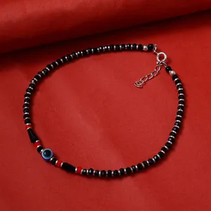 Art Palace Bracelet de cheville pour femme en argent sterling 925 avec breloque œil porte-bonheur, pierre principale en diamant, plaqué argent, hypoallergénique, réglable - Product Image 3