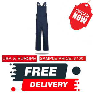 Pantalon à bretelles en coton spandex pour hommes, salopette, combinaisons uniformes avec poches cargo en sergé, vêtements de travail de sécurité pour garçons, vente en gros - Product Image 4